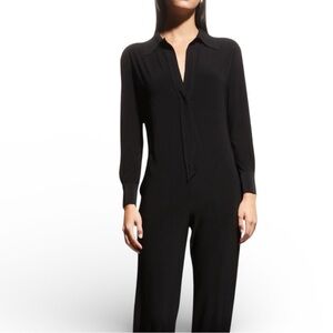 Norma Kamali JUMPSUIT LONG Elegant Black NWOT Pantsuit W/ Spread Collar Sleeves